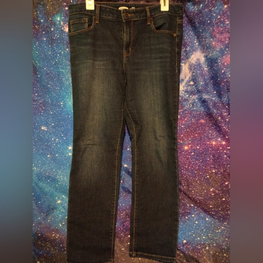 Old Navy Mid Rise Slim Straight Leg Classic Blue Jeans - Size 12 Short